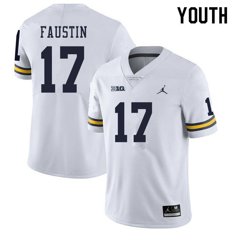 Youth #17 Sammy Faustin Michigan Wolverines College Football Jerseys Sale-White